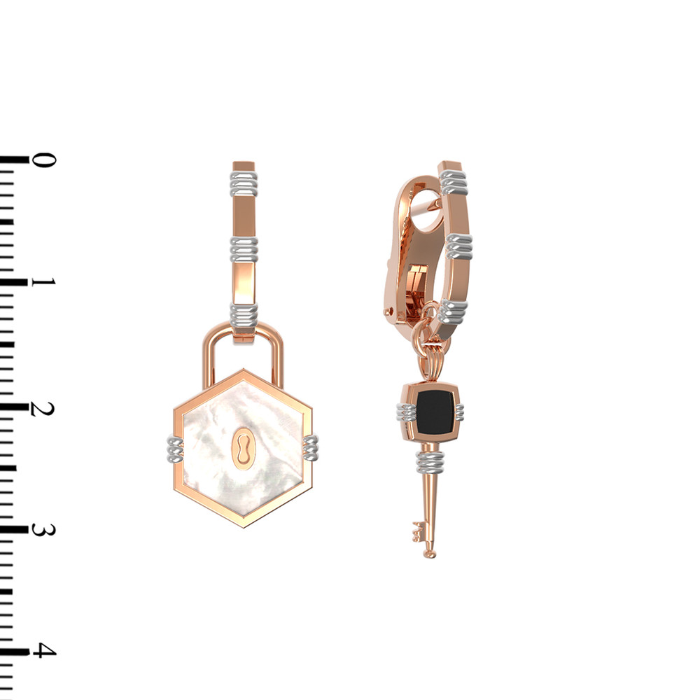 Серьги из золота c ониксом и перламутром