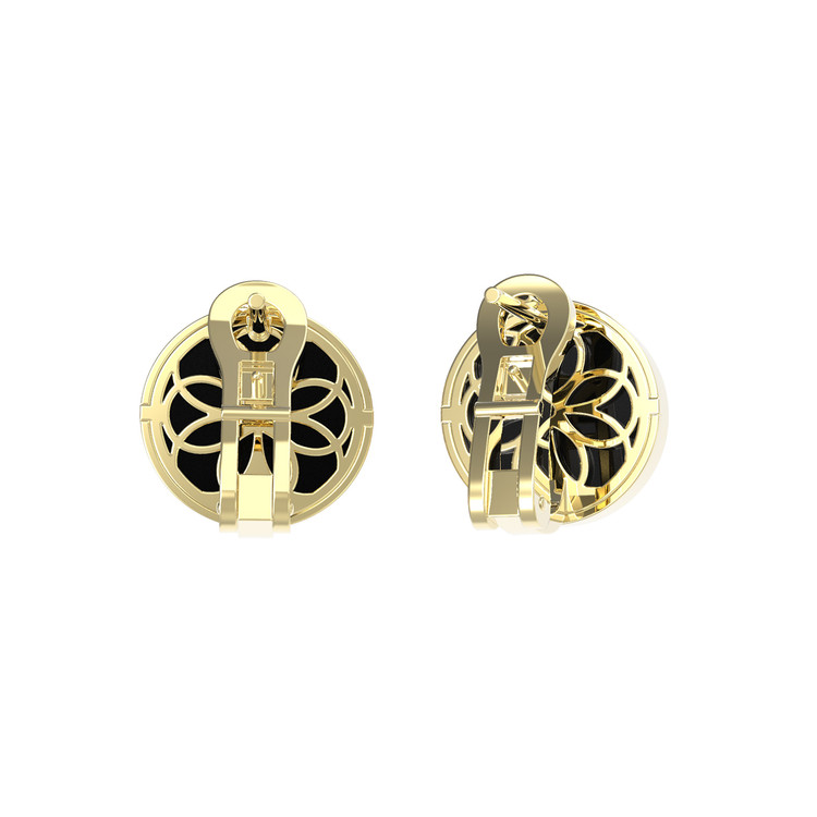 Серьги из лимонного золота c бриллиантами и ониксом