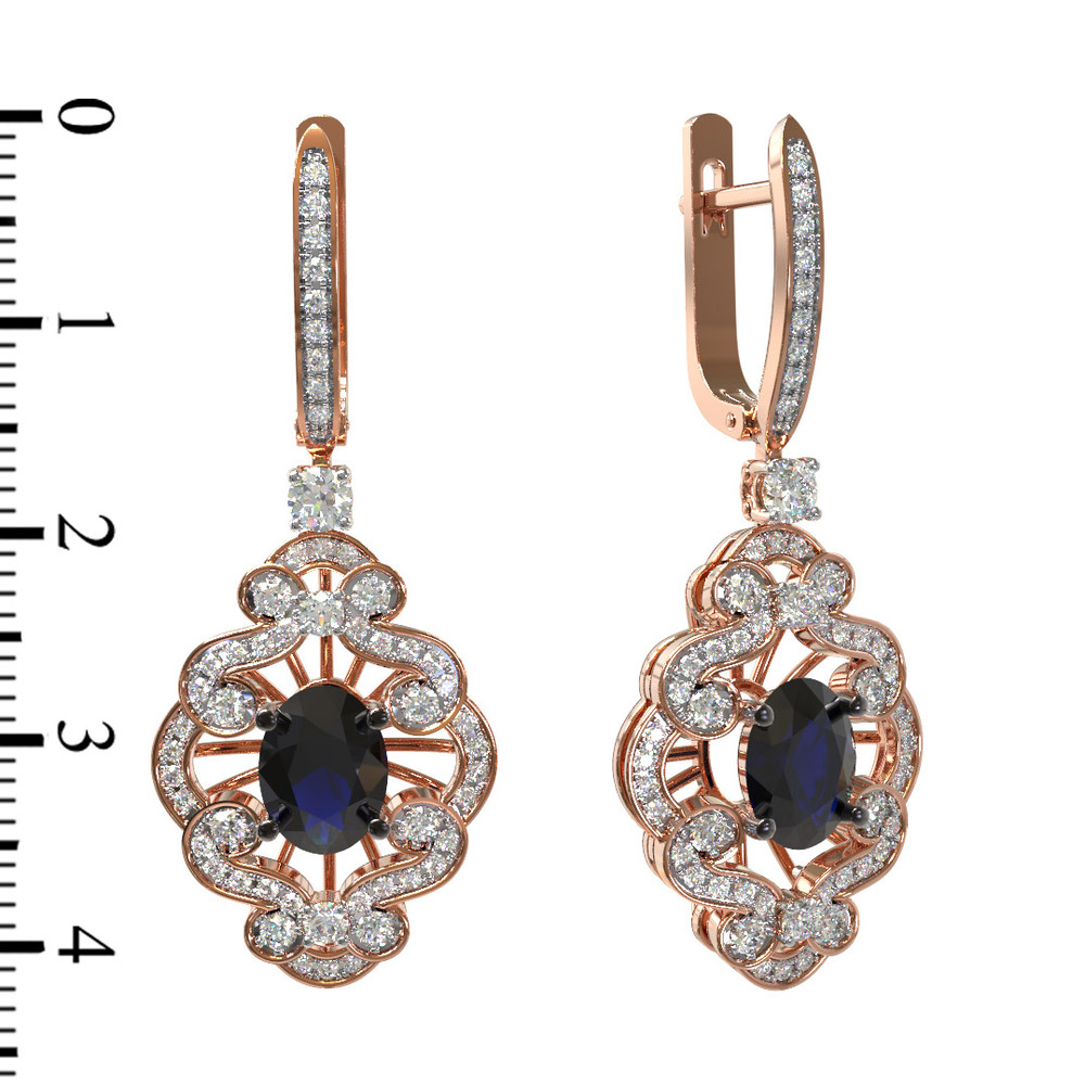 Серьги из золота c бриллиантами и сапфиром