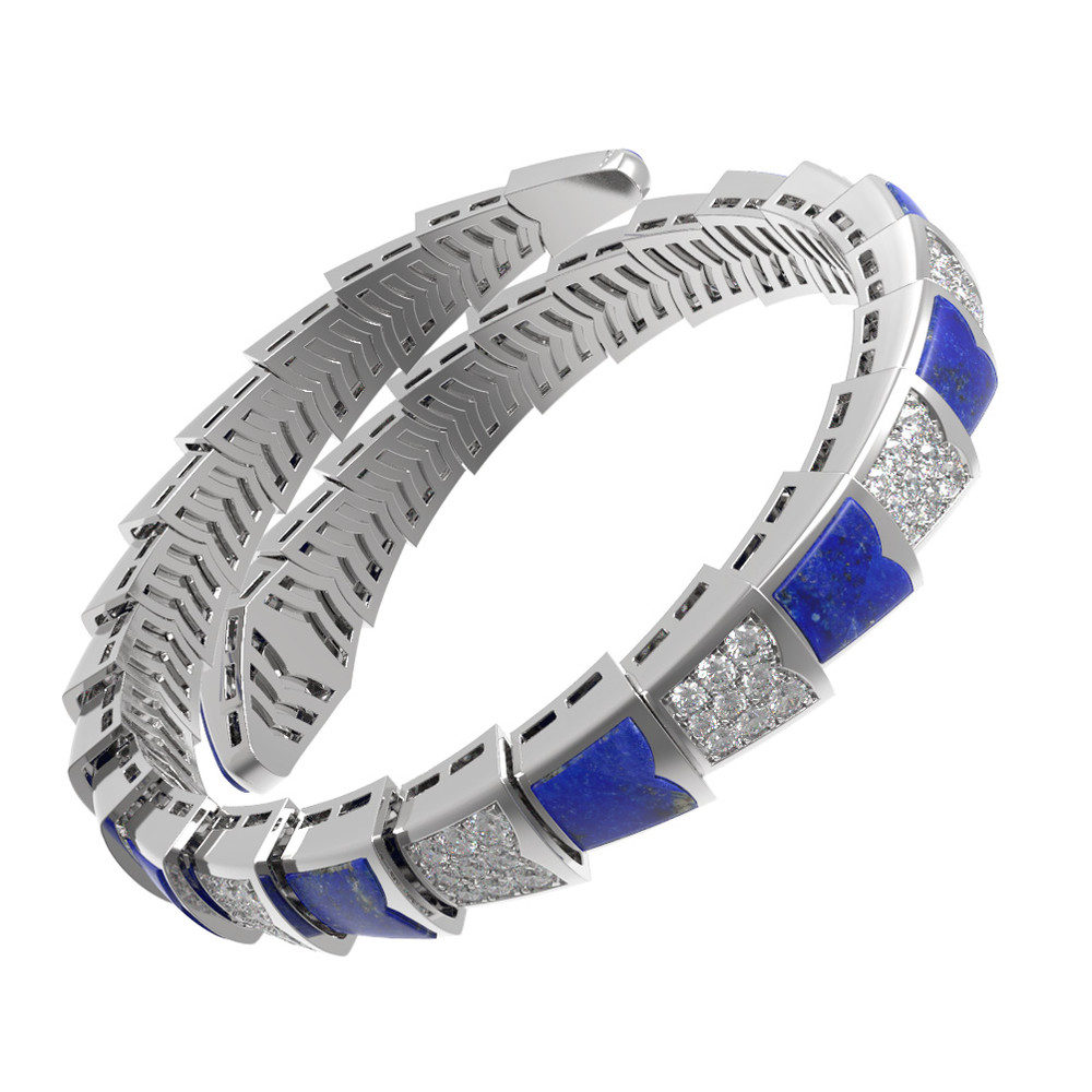 Браслет из белого золота c бриллиантами и лазуритом
