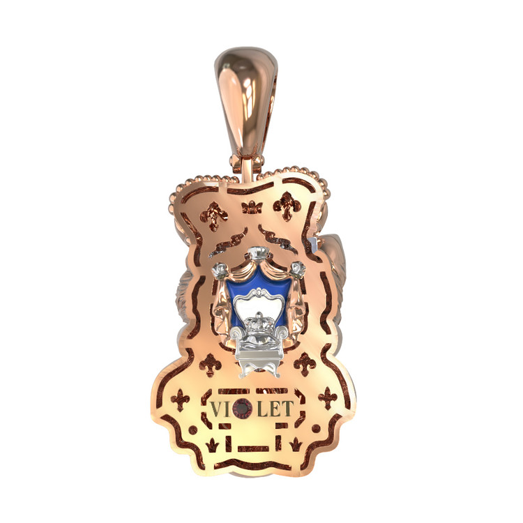 Подвеска из золота c эмаль , бриллиантами и рубином