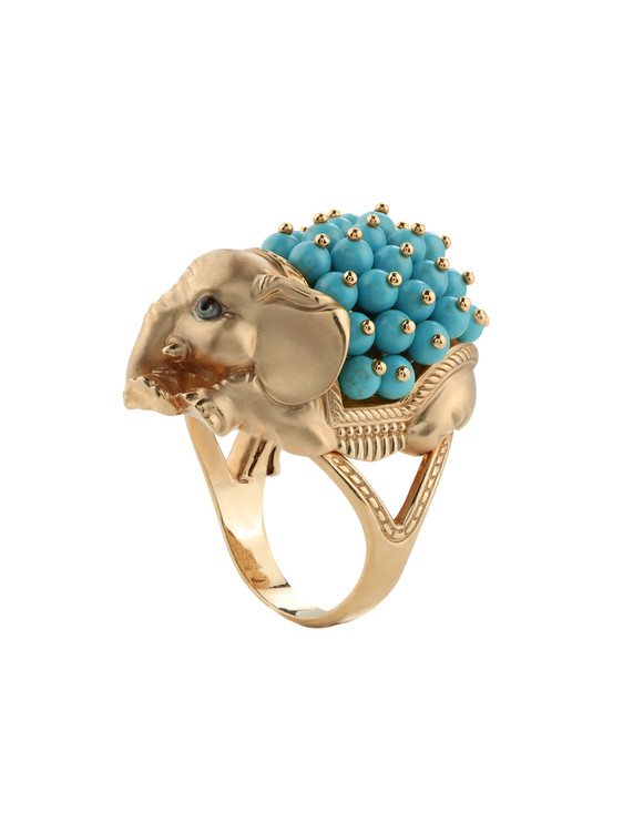 Кольцо из золота c эмаль и бирюзой