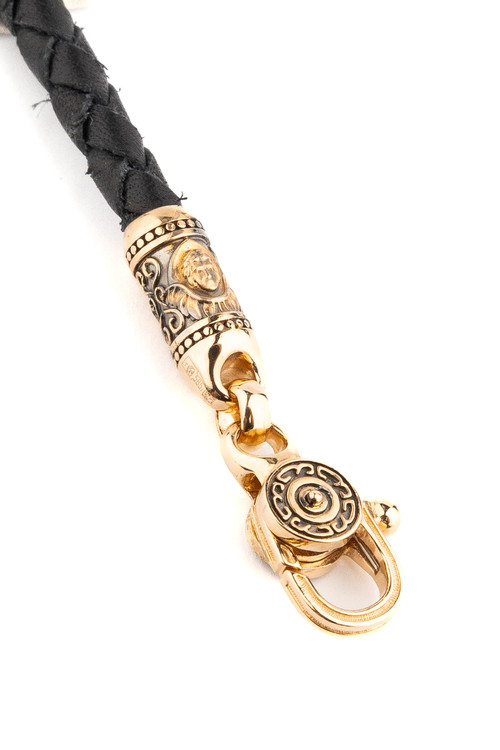 Браслет из золота c кожаным шнурком