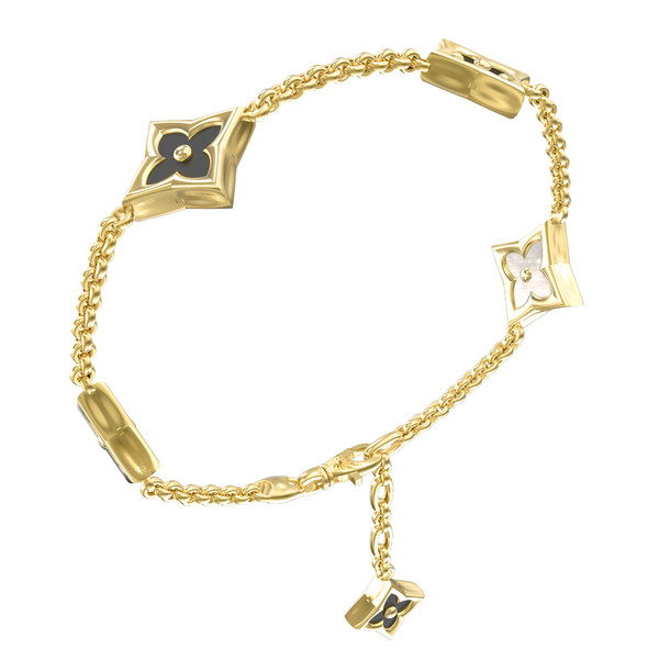 Браслет из лимонного золота c ониксом и перламутром