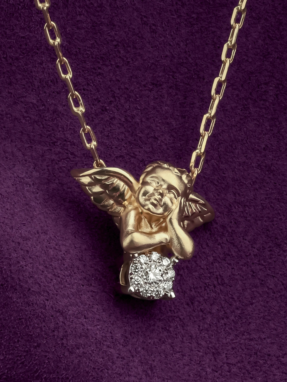 Колье из лимонного золота c бриллиантами