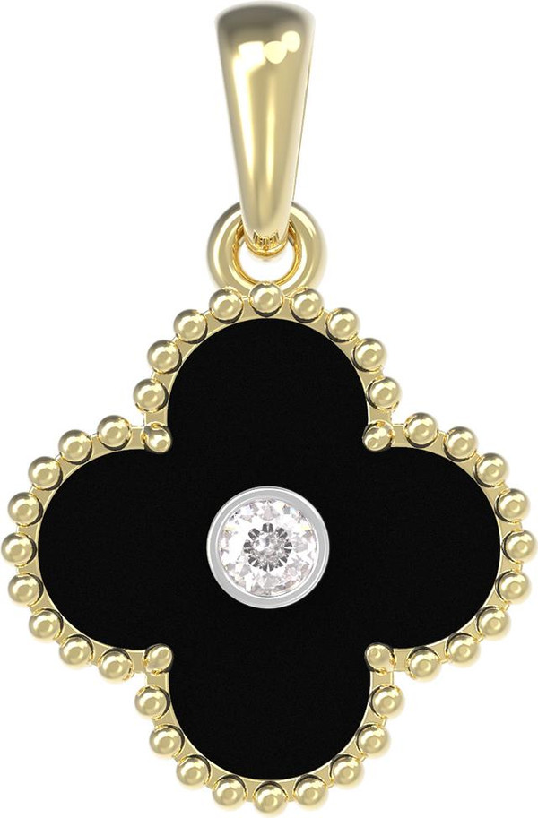 Подвеска из лимонного золота c бриллиантами и ониксом