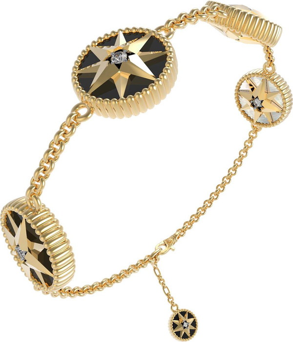 Браслет из лимонного золота c фианитом, ониксом и перламутром