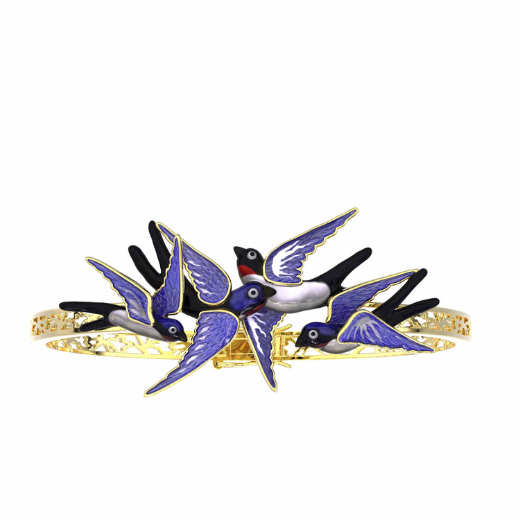 Браслет из лимонного золота c эмаль