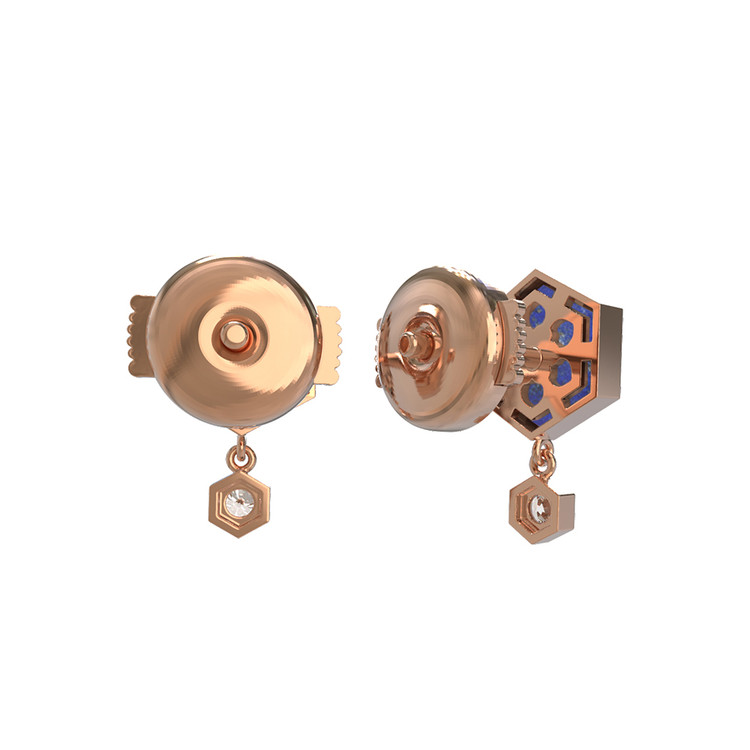 Серьги из золота c бриллиантами и лазуритом