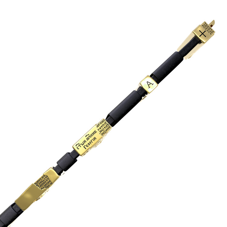 Браслет из лимонного золота c кожаным шнурком