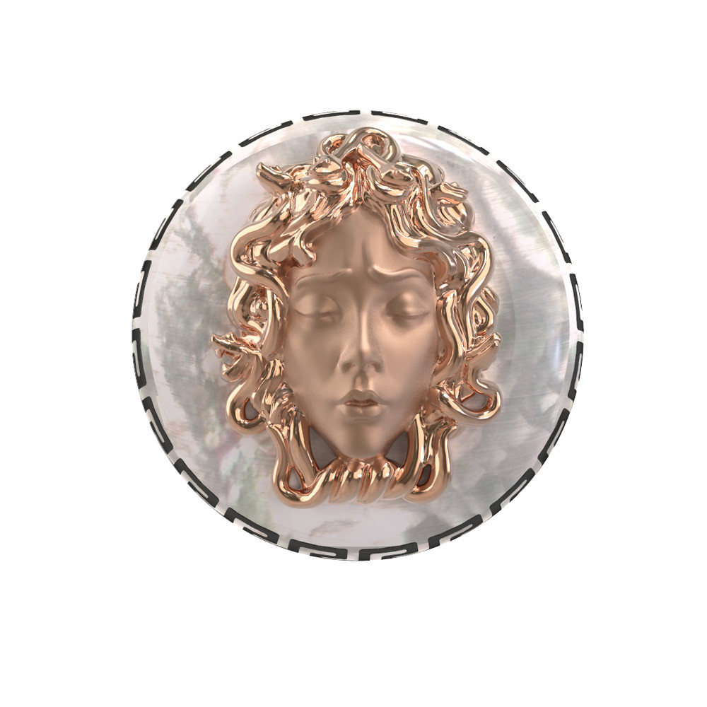 Кольцо из золота c эмалью и перламутром