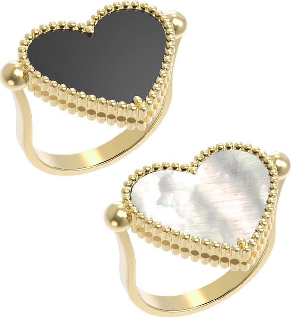 Кольцо из лимонного золота c ониксом и перламутром