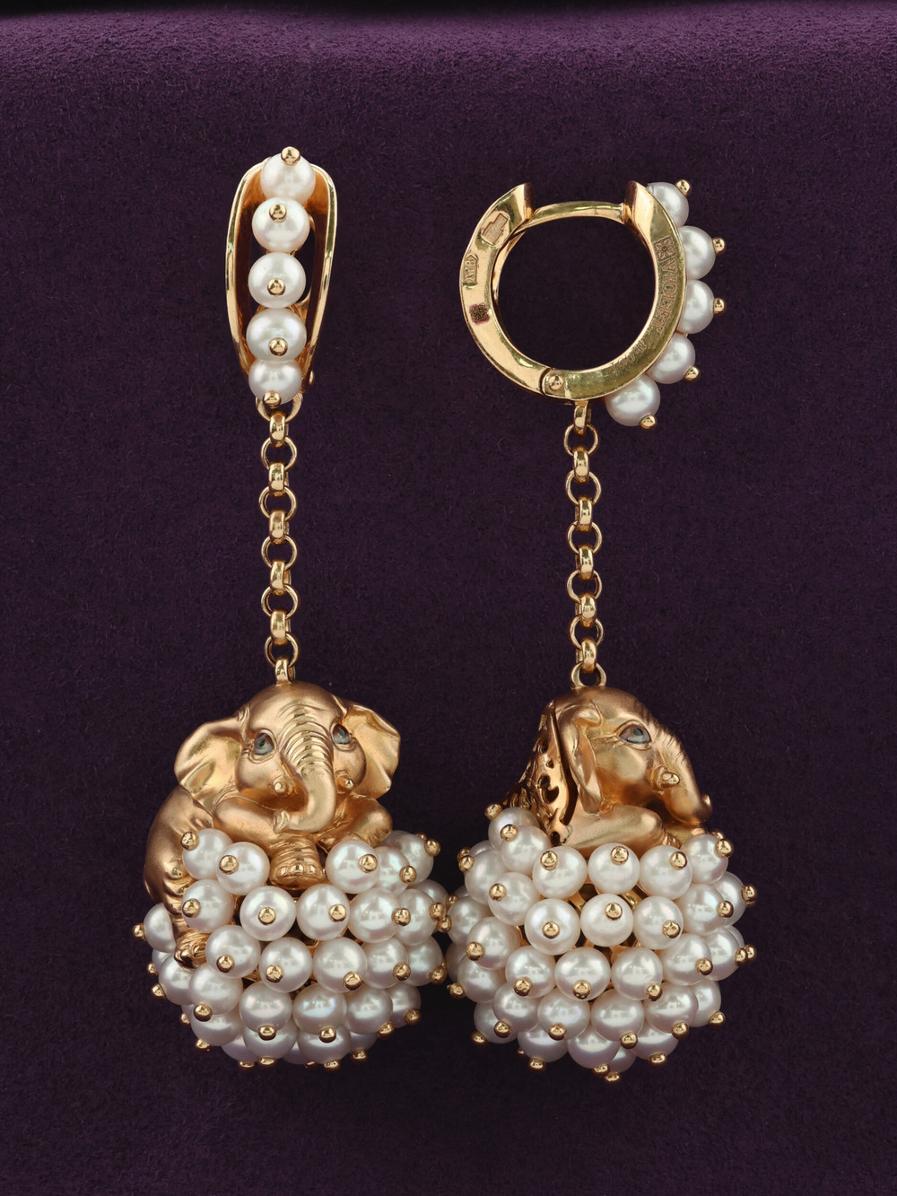 Серьги из золота c эмаль и жемчугом