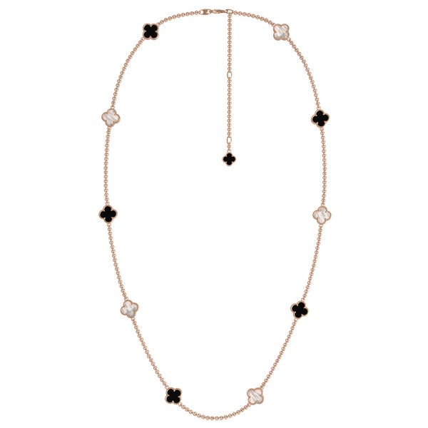 Колье из золота c ониксом и перламутром