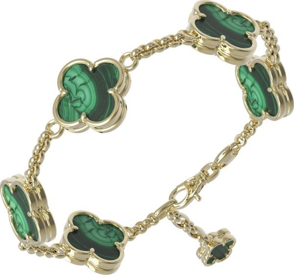 Браслет из лимонного золота c малахитом