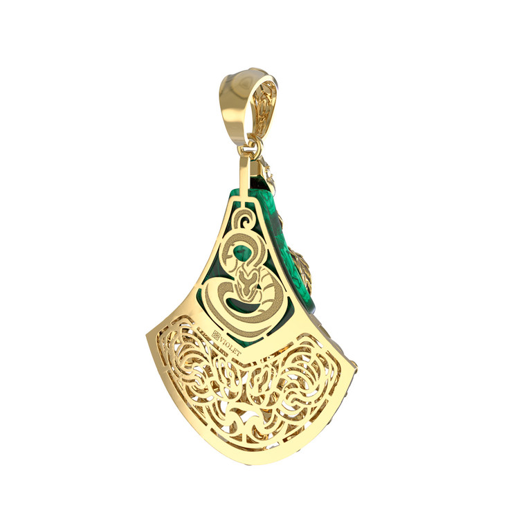 Подвеска из лимонного золота c бриллиантами и малахитом