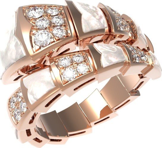 Кольцо из золота c бриллиантами и перламутром