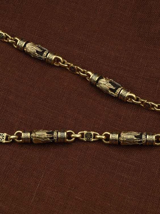 Цепь из лимонного золота c эмаль и эбеновым деревом