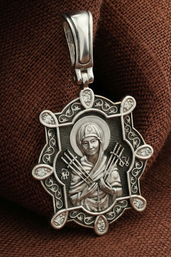 Образок из белого золота c бриллиантами