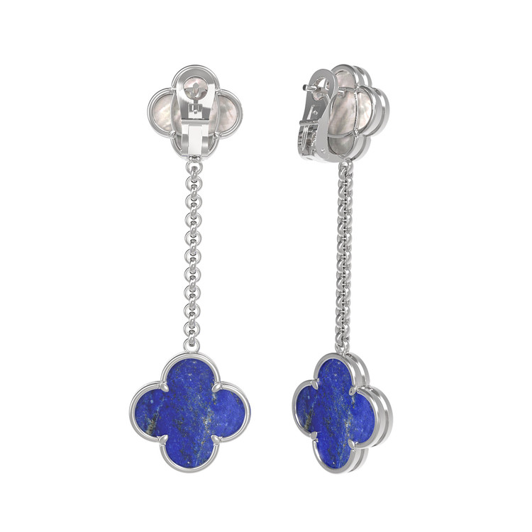 Серьги из белого золота c лазуритом и перламутром