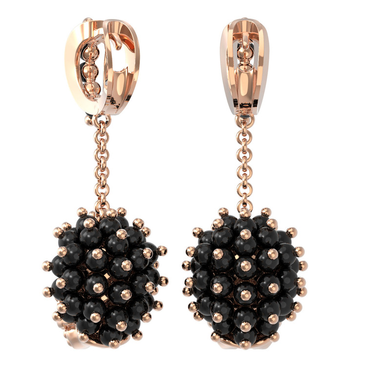 Серьги из золота c эмалью и ониксом