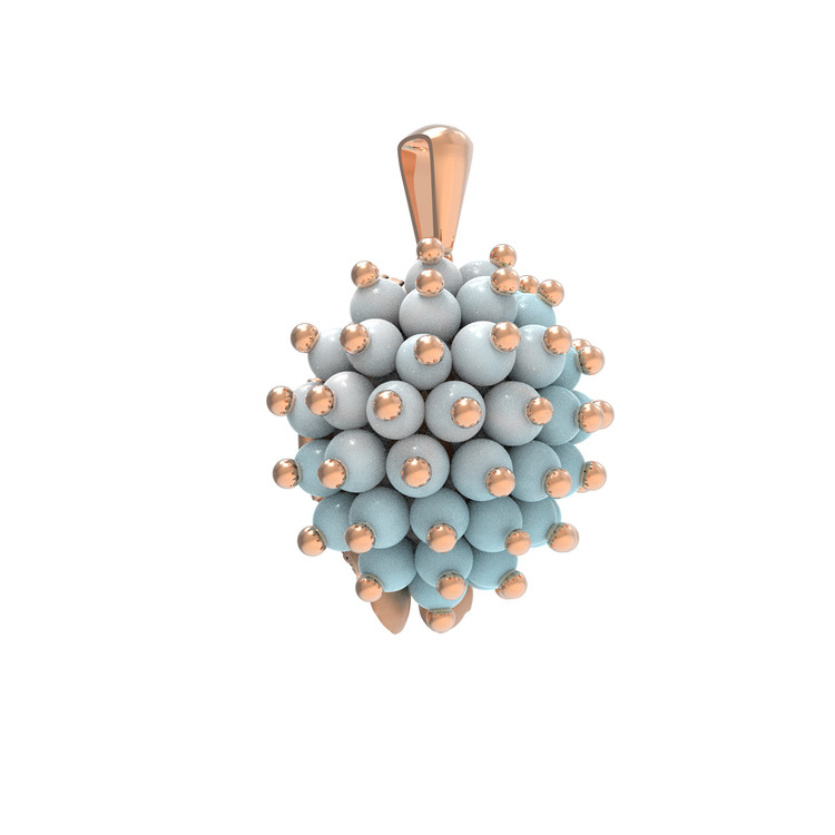 Подвеска из золота c эмаль и бирюзой