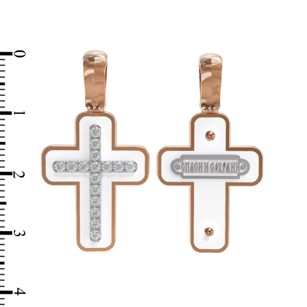 Крест из золота c эмалью и бриллиантами