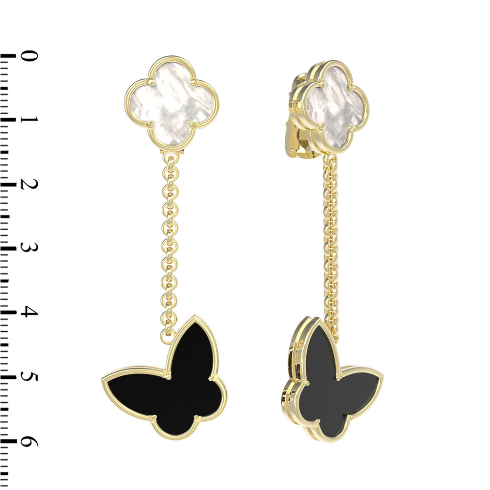 Серьги из лимонного золота c ониксом и перламутром