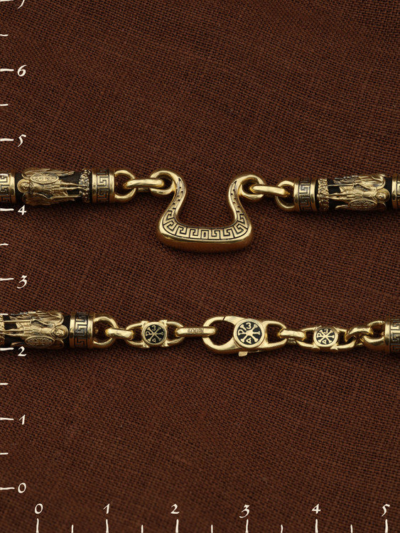 Цепь из лимонного золота c эмаль и эбеновым деревом