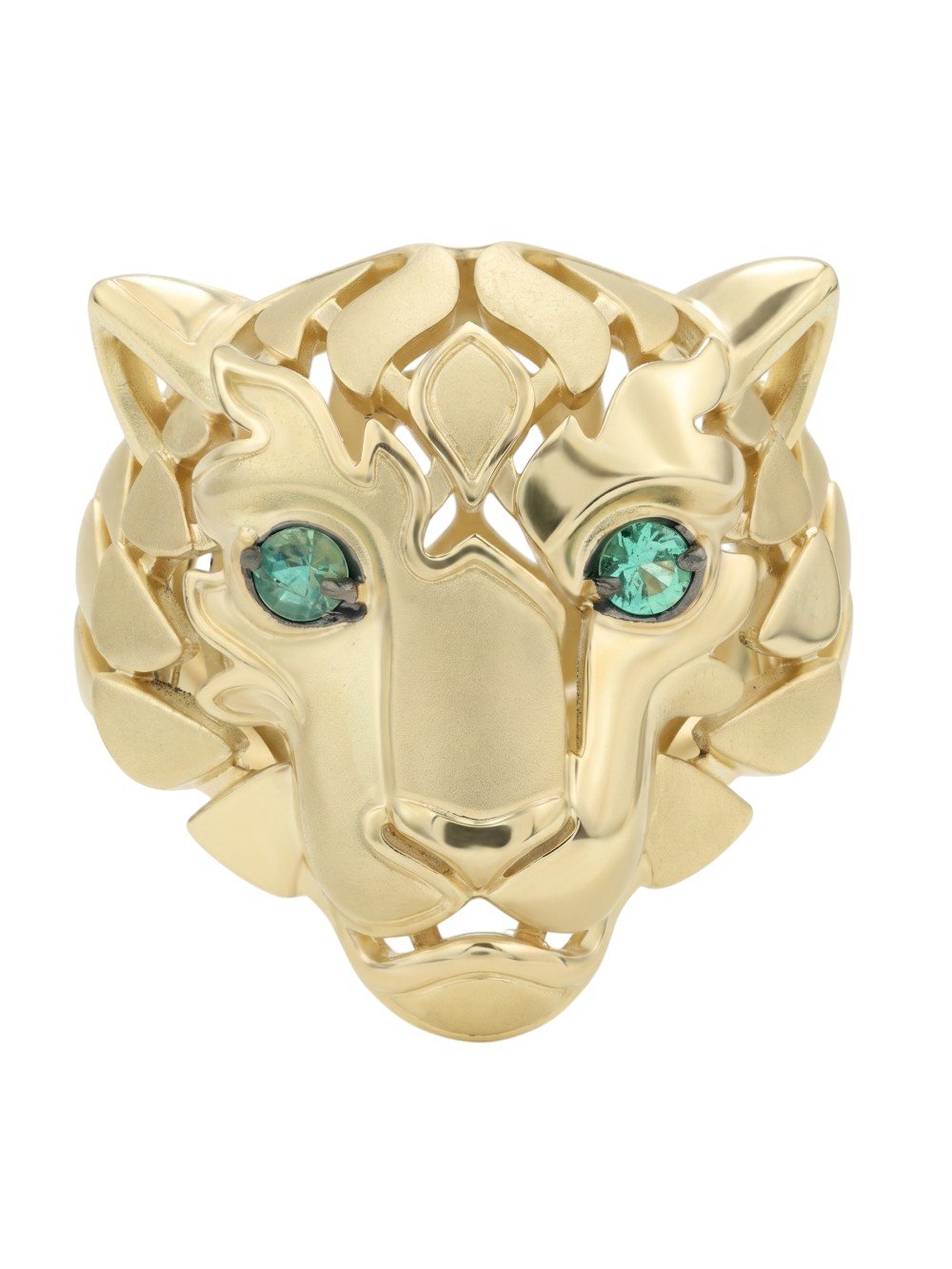 Кольцо из лимонного золота c изумрудом и рубином