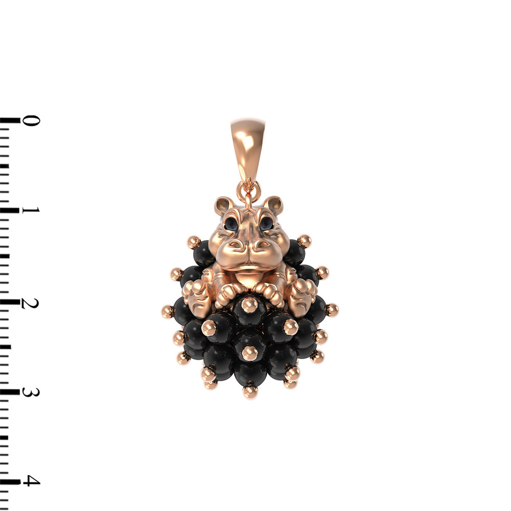 Подвеска из золота c эмаль и ониксом