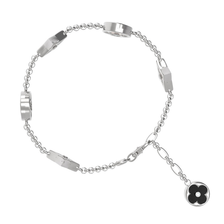 Браслет из белого золота c бриллиантами, ониксом и перламутром