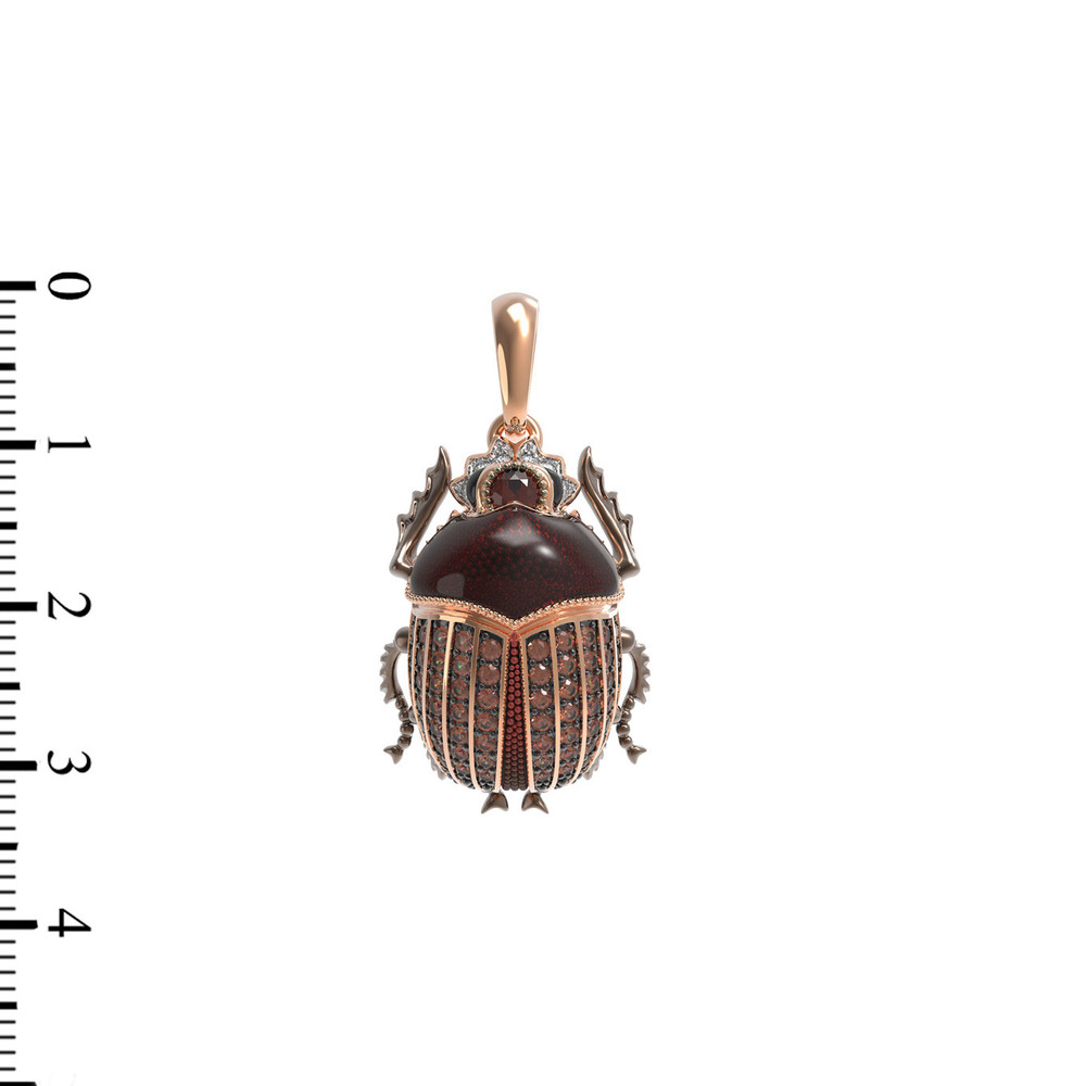 Подвеска из золота c эмалью, фианитом и гранатом