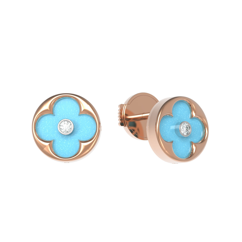 Серьги из золота c бриллиантами и бирюзой