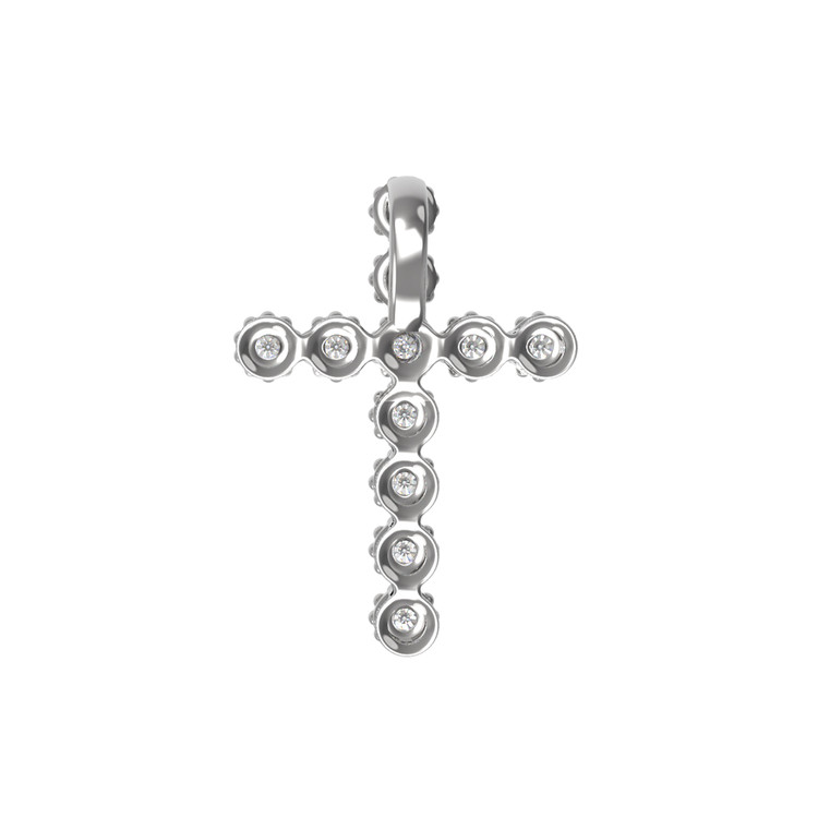 Крест из белого золота c бриллиантами