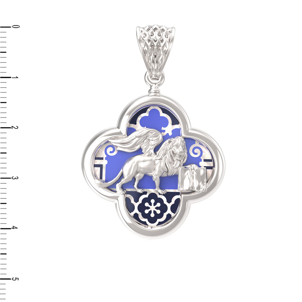 Подвеска из белого золота c эмаль и перламутром