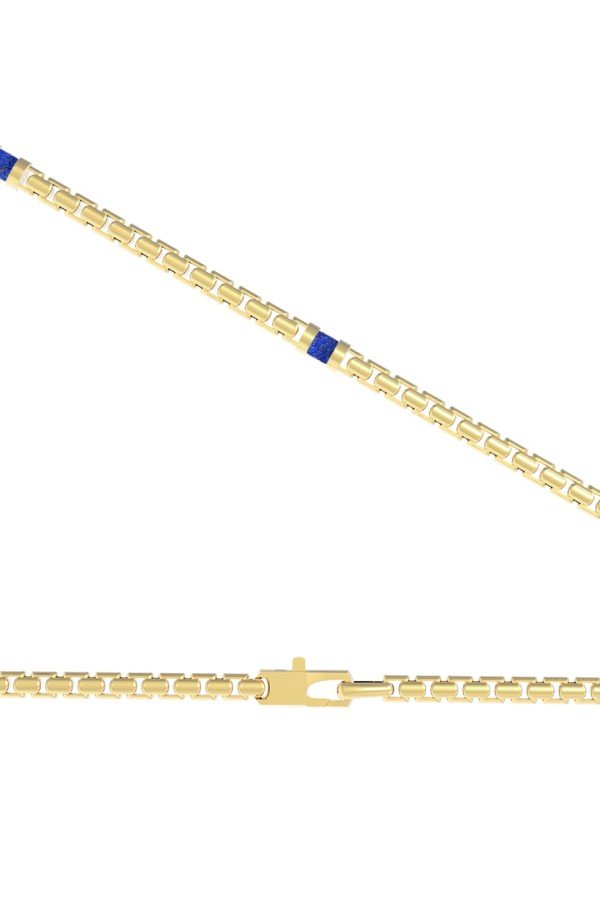 Цепь из лимонного золота c лазуритом