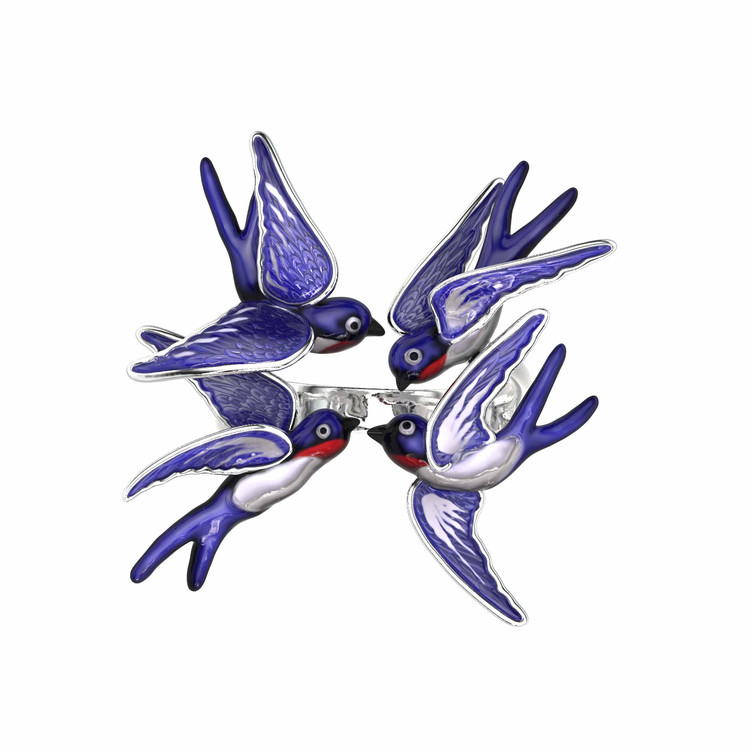 Кольцо из белого золота c эмалью