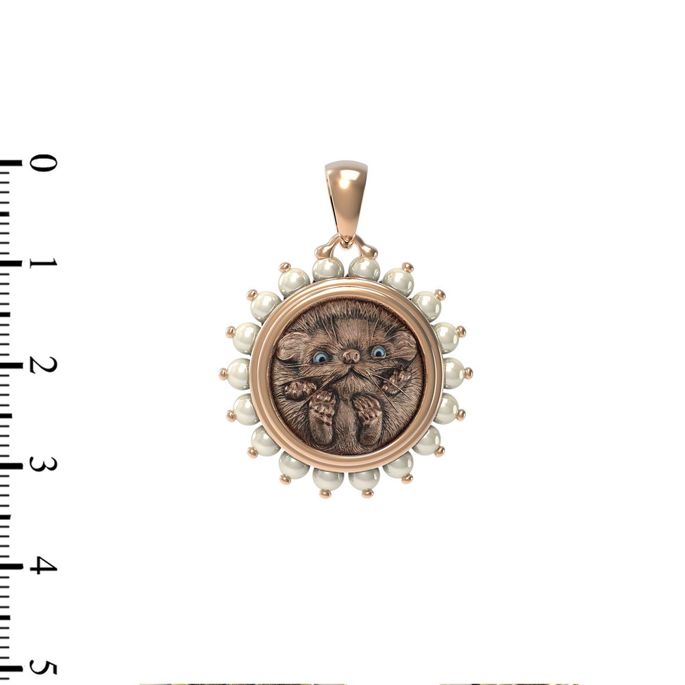 Подвеска из золота c эмаль и жемчугом