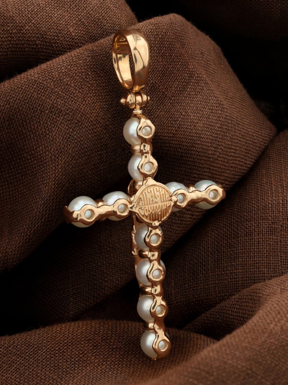 Крест из золота c жемчугом