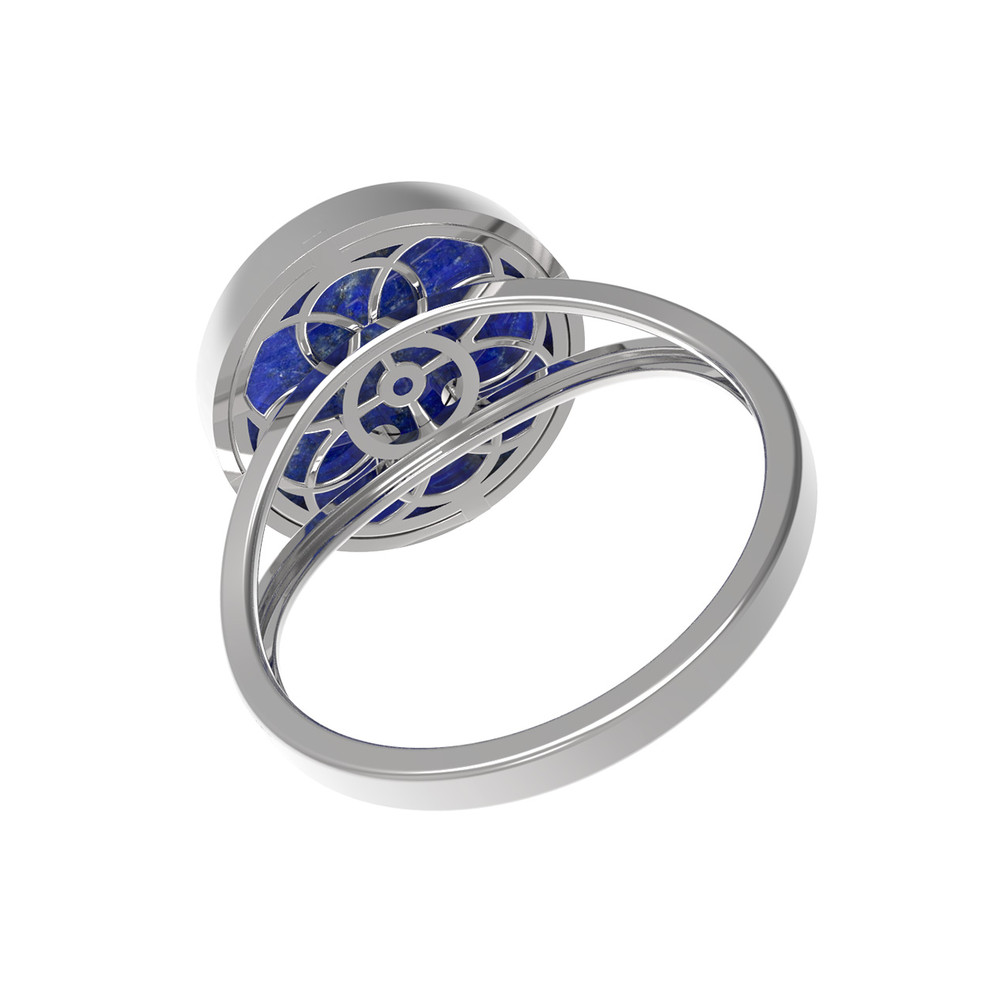 Кольцо из белого золота c бриллиантами и лазуритом