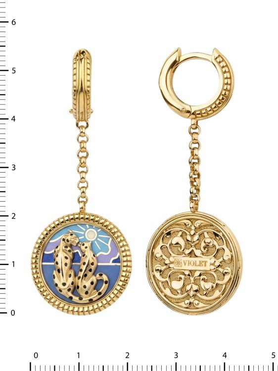 Серьги из лимонного золота c эмаль