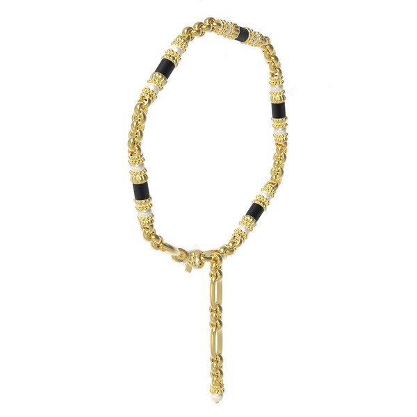 Браслет из лимонного золота c жемчугом и ониксом