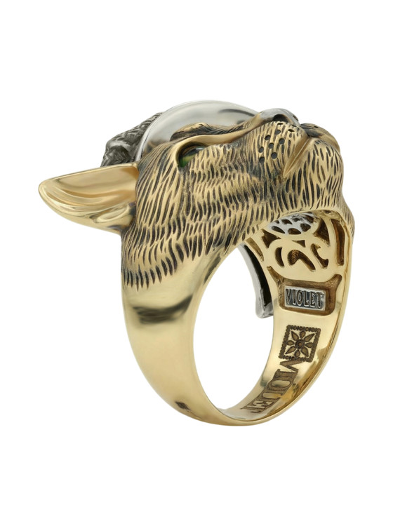 Кольцо из лимонного золота c эмаль