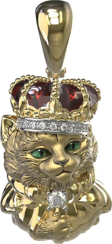 Подвеска из лимонного золота c эмаль , бриллиантами и рубином