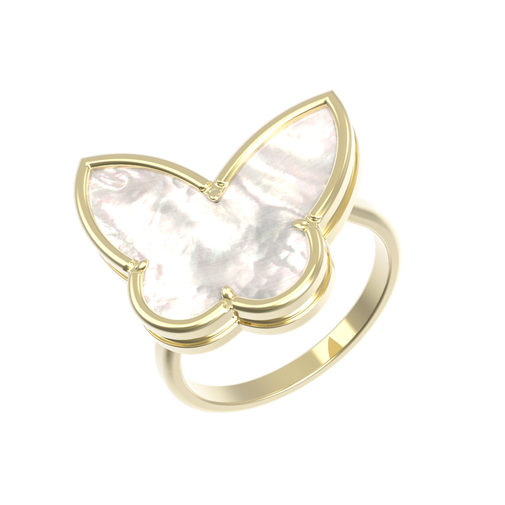Кольцо из лимонного золота c перламутром