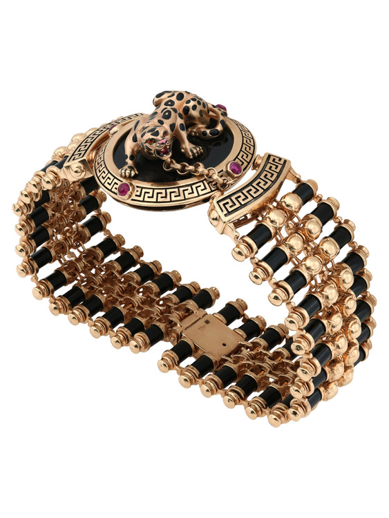 Браслет из золота c эмалью, ониксом и рубином