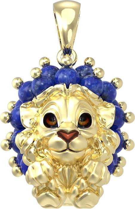 Подвеска из лимонного золота c эмаль и лазуритом