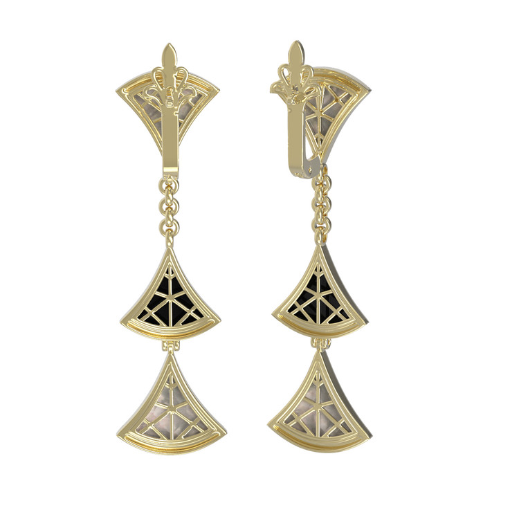 Серьги из лимонного золота c ониксом и перламутром