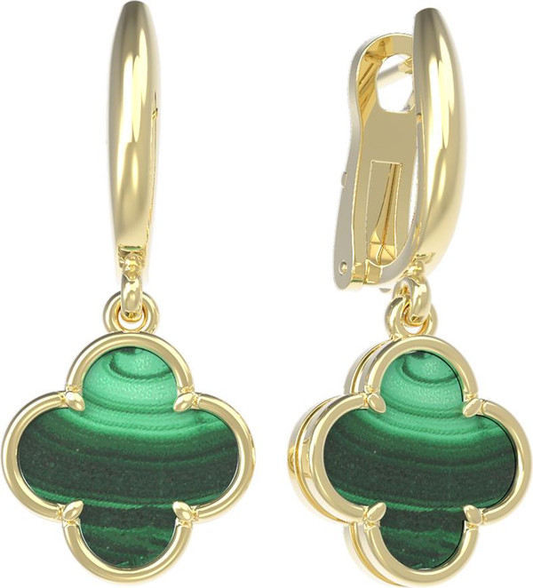 Серьги из лимонного золота c малахитом